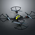 Black and Yellow Drone with Four Rotors Protective Guards and Sturdy Frame