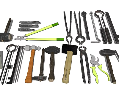 Various Hardware Tools Collection Including Hammers Pliers Wrenches Screwdrivers And Chisels 3d model