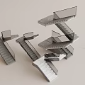 Modern Concrete Staircase Designs With Glass Railings And Various Geometric Shapes