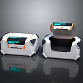 Modern Tech Inspired White Orange Cases With Open Design And Digital 3d model