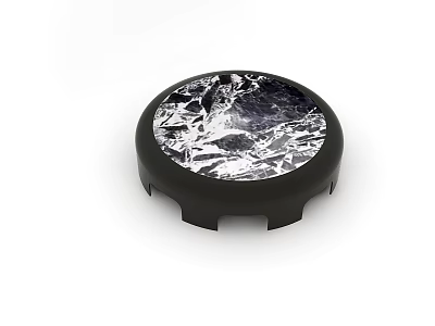 Round Modern Coffee Table With Black Frame And Marble Patterned Top Design 3d model