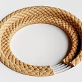 Light Brown Woven Circular Decorative Object With Diamond Texture And White Base 3d model