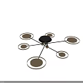 Modern Ceiling Light Featuring Multiple Circular Rings Black Metal Frame And Golden Trim 3d model