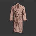 Soft Pink Bathrobe With Long Sleeves And Comfortable Tie Waist Design