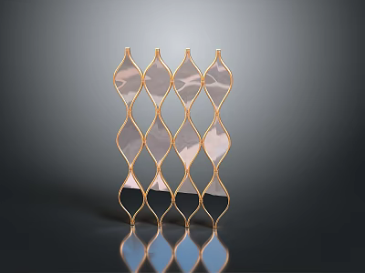 Elegant Golden Frame Shelf Unit With Wavy Diamond Grid Design For Modern Home 3d model