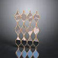 Elegant Golden Frame Shelf Unit With Wavy Diamond Grid Design For Modern Home