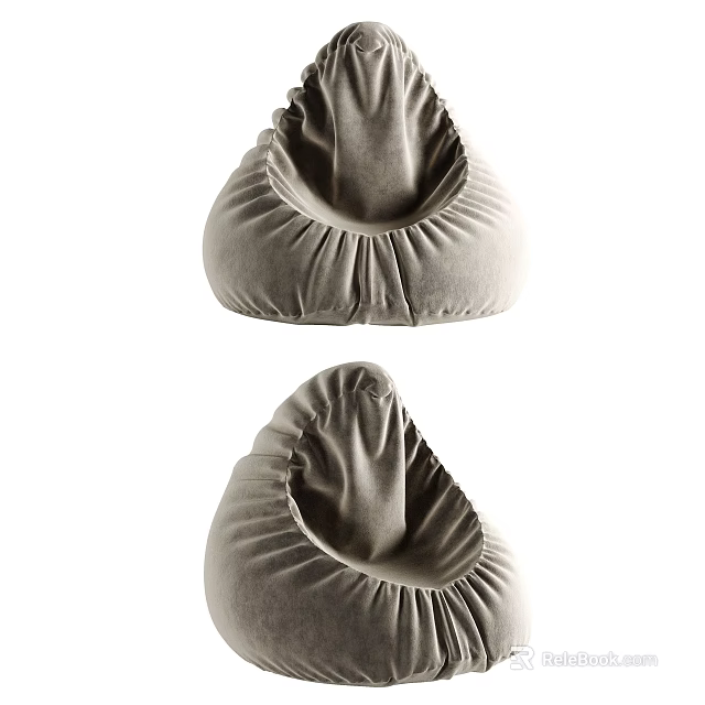 Soft Gray Bean Bag Chair With Plush Fabric For Comfortable Living Room Relaxation 3d model 