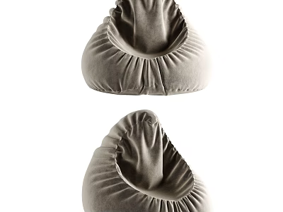 Soft Gray Bean Bag Chair With Plush Fabric For Comfortable Living Room Relaxation 3d model