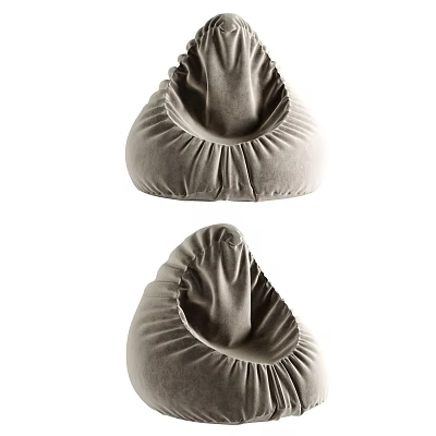 Soft Gray Bean Bag Chair With Plush Fabric For Comfortable Living Room Relaxation 3d model