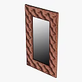 Vertical Decorative Mirror With Brown Leather Tufted Frame And Modern Design