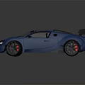 Sleek Blue Bugatti Supercar With White Roof And Black Rear Spoiler