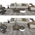 Modern Sofa Coffee Table Combination Sofa Coffee Table Combination Multi-person Sofa Casual Single Chair 3d model