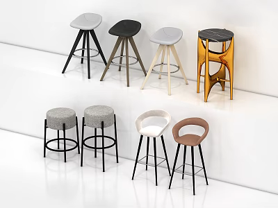 Stylish Modern Bar Stools With Various Colors And Different Materials Design 3d model