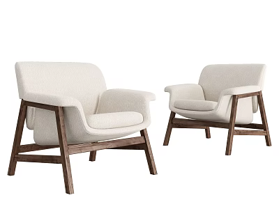Modern Leisure Chairs With Beige Upholstery Wooden Frame And Comfortable Armrests 3d model