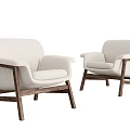 Modern Leisure Chairs With Beige Upholstery Wooden Frame And Comfortable Armrests