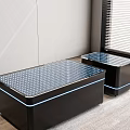 Modern Black Coffee Tables With Glass Top White Dotted Pattern And Blue Lighting 3d model