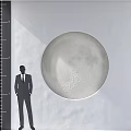 Round Moon Texture Wall Decor in Beige Tone on Light Colored Wall 3d model
