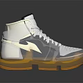 Stylish High Top Sneakers White Upper And Orange Sole With Classic Laces And Modern Design