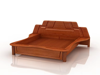 Modern Wooden Bed Frame Design With Sleek Headboard And Solid Wood Construction 3d model