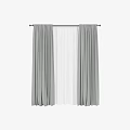 Grey And White Double Layer Window Curtains With Sheer Inner Pleated Design 3d model