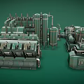 Industrial Machinery Components Featuring Pipes Tanks Control Panels And Mechanical Units