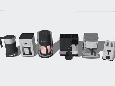 Various Modern Kitchen Appliances Collection With Coffee Maker Toaster And Blender 3d model