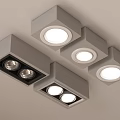Modern Ceiling Downlights And Spotlights With Square Frames And Round Lights 3d model