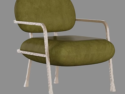 Elegant Olive Green Upholstered Arm Chair With Textured Metal Frame For Modern Home Interior 3d model