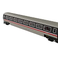 Gray Train Passenger Car With Red Stripe Multiple Windows And Black Base 3d model