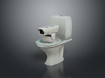 White Computer Peripheral Device Placed On Ceramic Toilet Bowl In Modern Bathroom Design 3d model