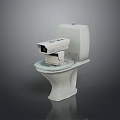 White Computer Peripheral Device Placed On Ceramic Toilet Bowl In Modern Bathroom Design 3d model
