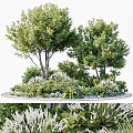 Modern plant outdoor greening plant flower bed plant pile shrub combination flower and grass shrub plant flower bed plant pile combination 3d model