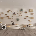 Pet Shop Interior With Cat Climbing Shelves Play Areas And Cozy Beds