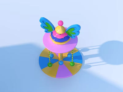 Colorful Carousel Toy With Butterfly Wings Colorful Circular Base And Small Decorative Balls 3d model