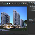 High Rise Modern Residential Building Complex With Retail Shops And Landscaped Gardens