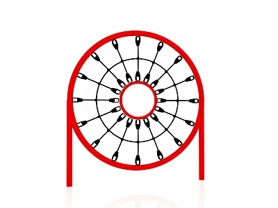 Red Circular Net Climbing Structure Outdoor Playground Equipment for Kids Fun 3d model
