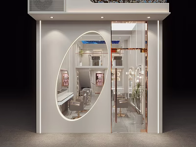 Elegant Modern Beauty Hair Salon Interior Design With Glass Front Styling Chairs And Mirrors 3d model