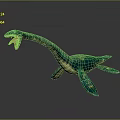 Green Blue Plesiosaur Marine Reptile With Long Neck Open Mouth