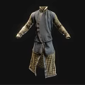 Traditional Layered Robe With Long Sleeves Dark Outer Fabric And Quilted Inner