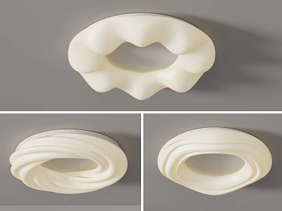 Elegant Modern Ceiling Light With Soft White Unique Curved Smooth Artistic Shapes 3d model
