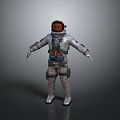 Astronaut Character With Red Alien Creature In Silver Space Suit Design 3d model