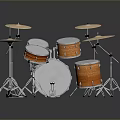 Wooden Drum Set With Multiple Drums Cymbals And Metal Stands
