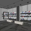 Elegant Modern Shoe Store Featuring Neatly Arranged Shelves Mirrors And Comfortable Benches
