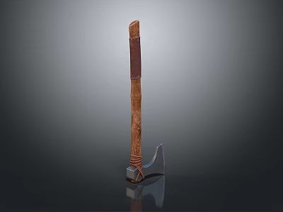 Traditional Handcrafted Axe Featuring Wooden Handle And Metal Head 3d model