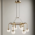Modern Gold Metal Chandelier Design With Spherical Glass Lights And Hanging Structure