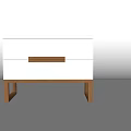 White Minimalist Chest of Drawers With Wooden Handle and Legs Design