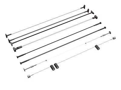 Black And Silver Telescopic Antenna Rods With Different Lengths And Connectors 3d model