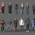 Diverse Group of People in Various Outfits Standing in Different Poses