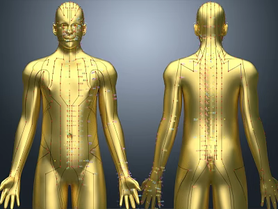 Man Golden 3D Anatomical Model With Front And Back Views And Markers 3d model