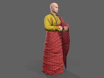 Modern Shaolin Monk Modern Realistic Man Male Sock Shaolin Monk 3d model